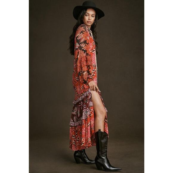 Anthropologie X Farm Rio Mixed Floral Long-Sleeve Dress Multicolor Size XS - Picture 4 of 10